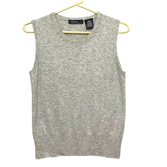 Vintage George Designs by Mark Eisen Womens Tank Top M Heathered Beaded Boho - Picture 1 of 5